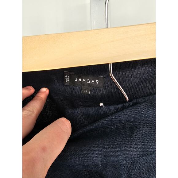 Jaeger Women's High Rise Belt Loop Wide Leg Casual Black Zip-up Pant Size 14 - Picture 3 of 4